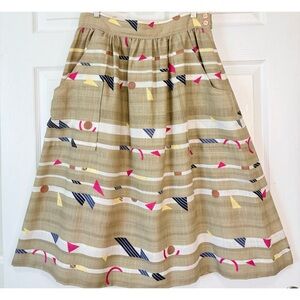Vintage 80s Regatta Sport Geometric Print Midi Pocket Skirt Size 12